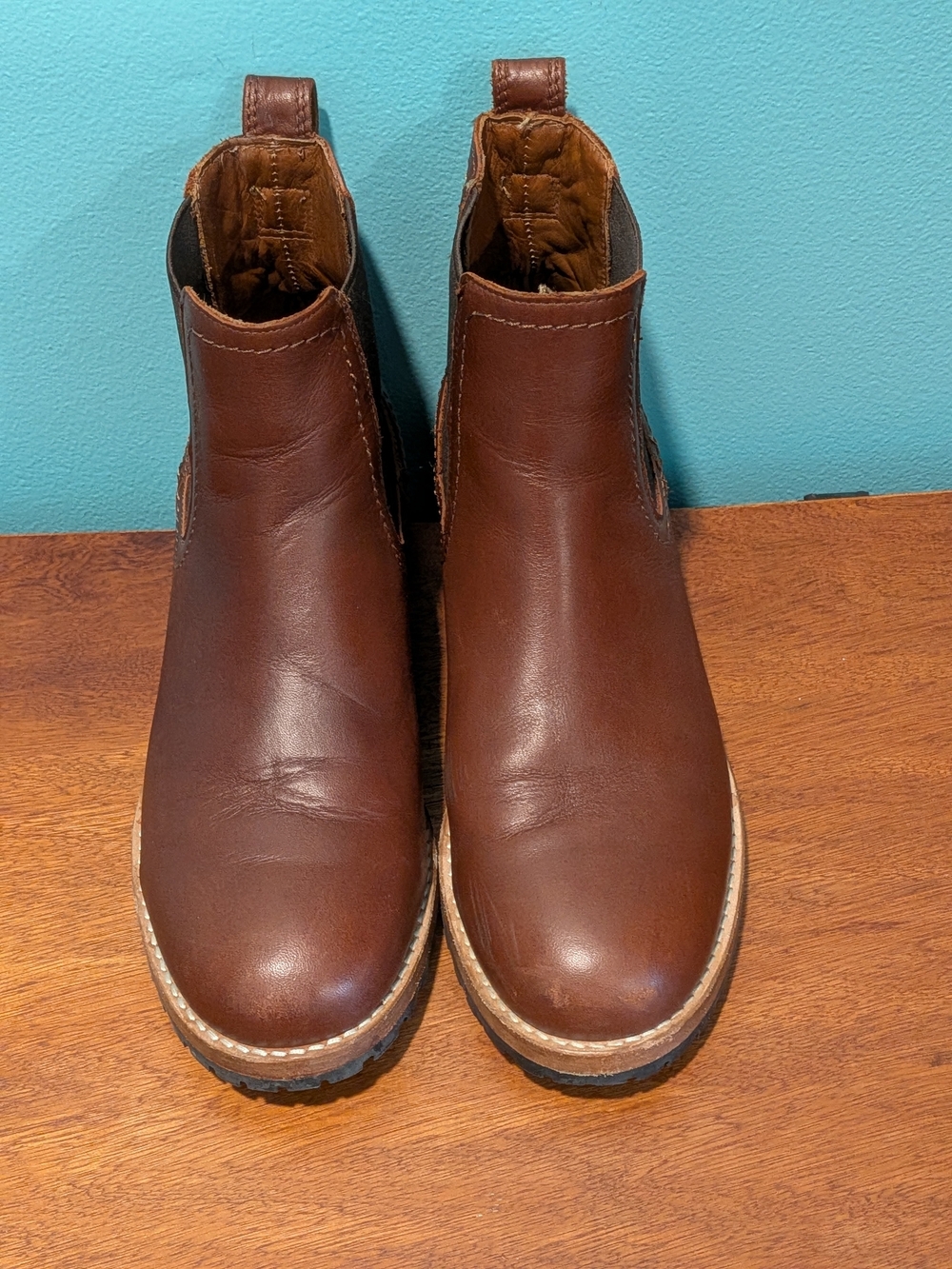 Women's Patina Brown Leather Chelsea Boots - Classic Pull-On Style